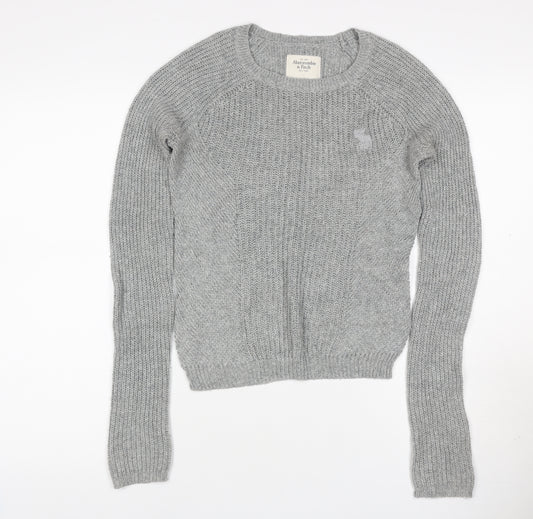 Abercrombie & Fitch Women’s Grey S Cable Knit Crew Neck Jumper