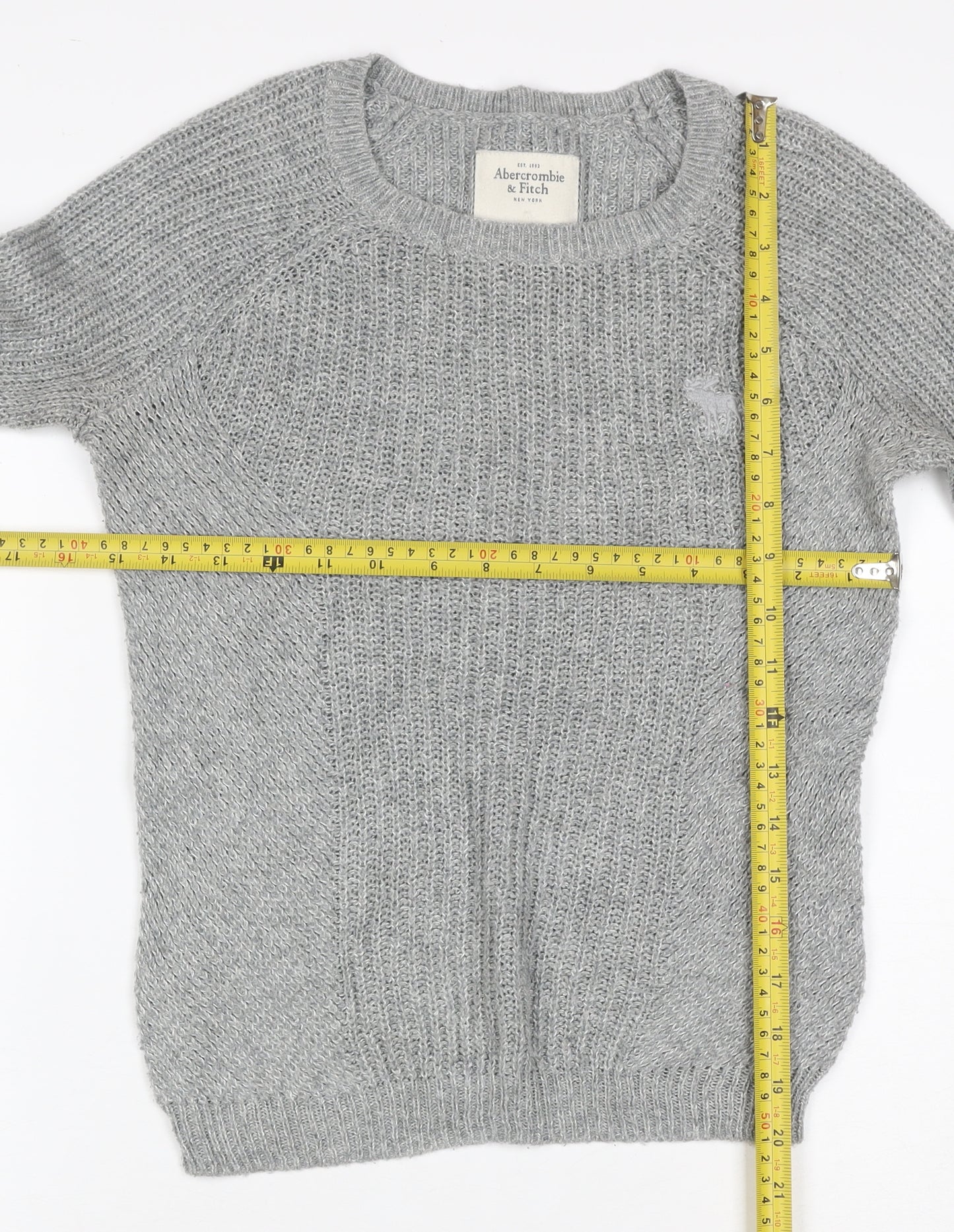 Abercrombie & Fitch Women’s Grey S Cable Knit Crew Neck Jumper