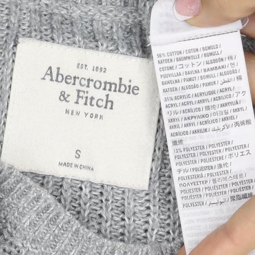 Abercrombie & Fitch Women’s Grey S Cable Knit Crew Neck Jumper