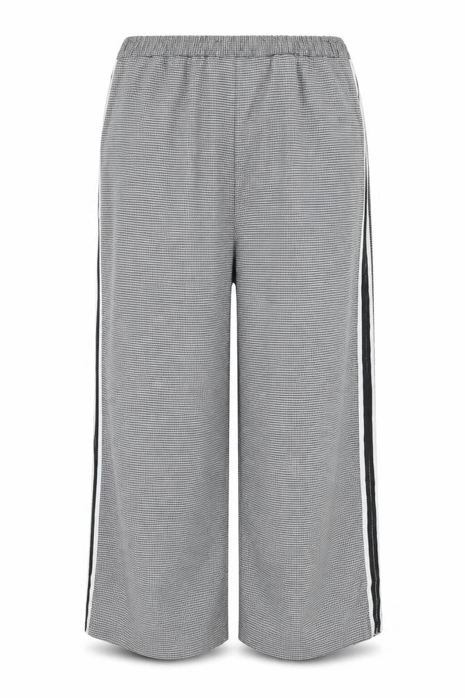 M&S Women Grey Check Stripe Straight Leg Trousers UK 18 Regular