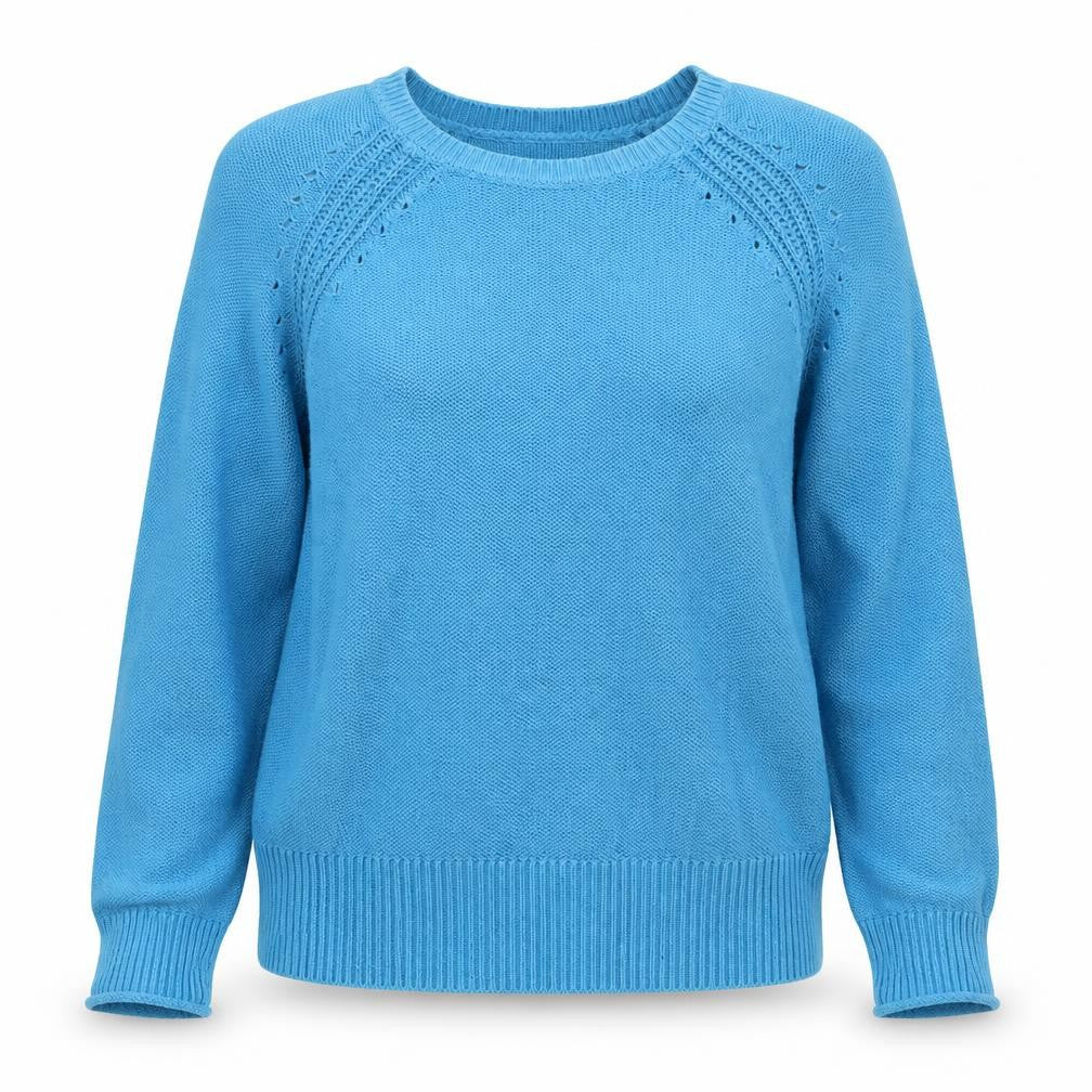 Gap Women Blue M Cotton Knit Raglan Crew Neck Jumper