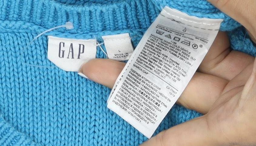 Gap Women Blue M Cotton Knit Raglan Crew Neck Jumper