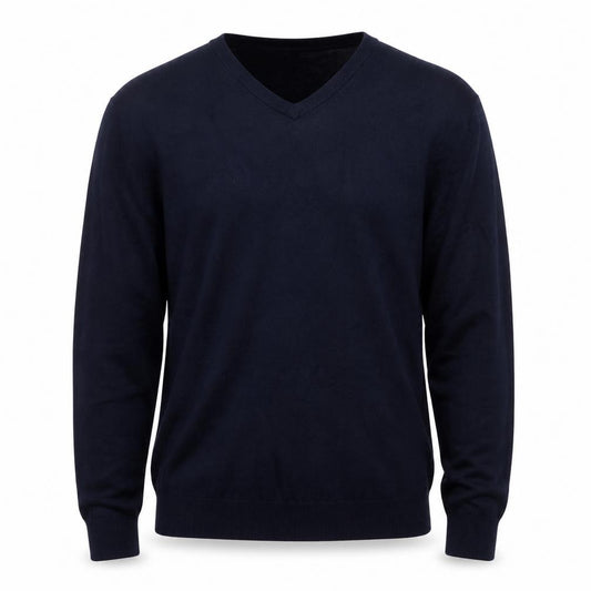 Cristiano Baldinucci Men’s Black L V-Neck Viscose Knit Pullover Jumper