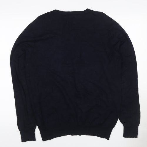 Cristiano Baldinucci Men’s Black L V-Neck Viscose Knit Pullover Jumper