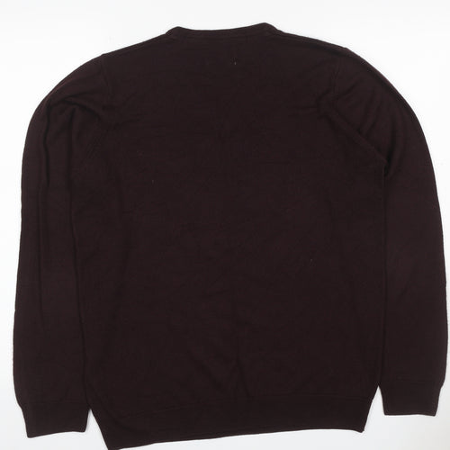 Marks and Spencer Men Brown M V-Neck Cashmilon Acrylic Knit Pullover Jumper