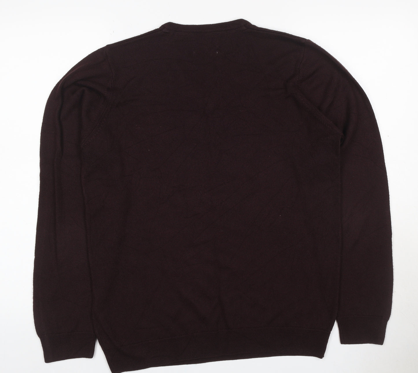 Marks and Spencer Men Brown M V-Neck Cashmilon Acrylic Knit Pullover Jumper