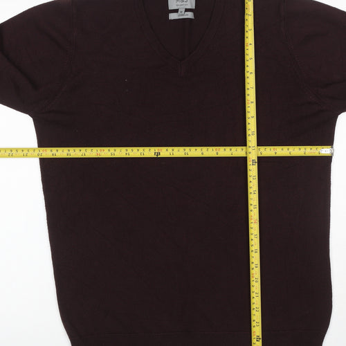 Marks and Spencer Men Brown M V-Neck Cashmilon Acrylic Knit Pullover Jumper
