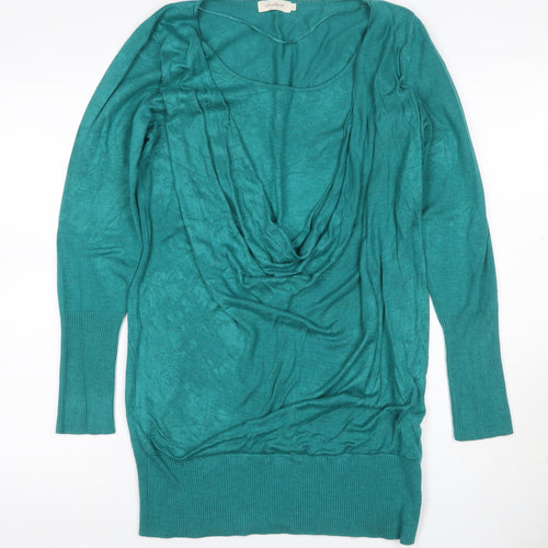 InWear Women Green L Tunic Jumper Cowl Neck Stretch Knit