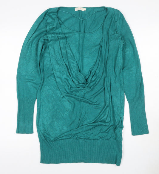 InWear Women Green L Tunic Jumper Cowl Neck Stretch Knit