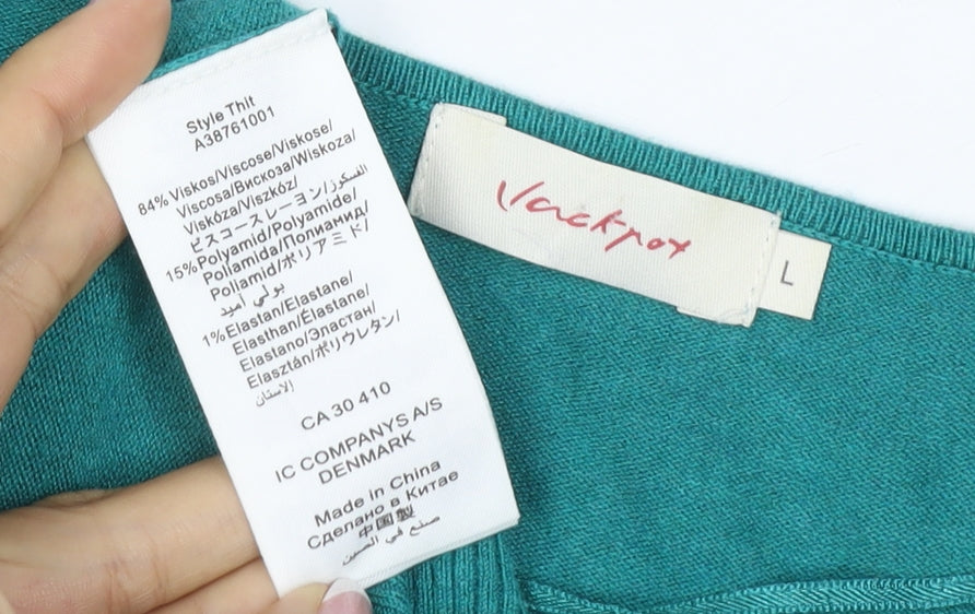 InWear Women Green L Tunic Jumper Cowl Neck Stretch Knit