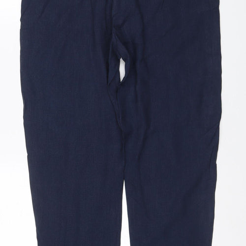 Marks & Spencer Women's Navy Blue UK 12 Regular Tapered Lyocell Trousers