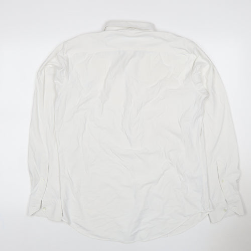Boggi Milano Men White L BTech Stretch Long Sleeve Smart Shirt