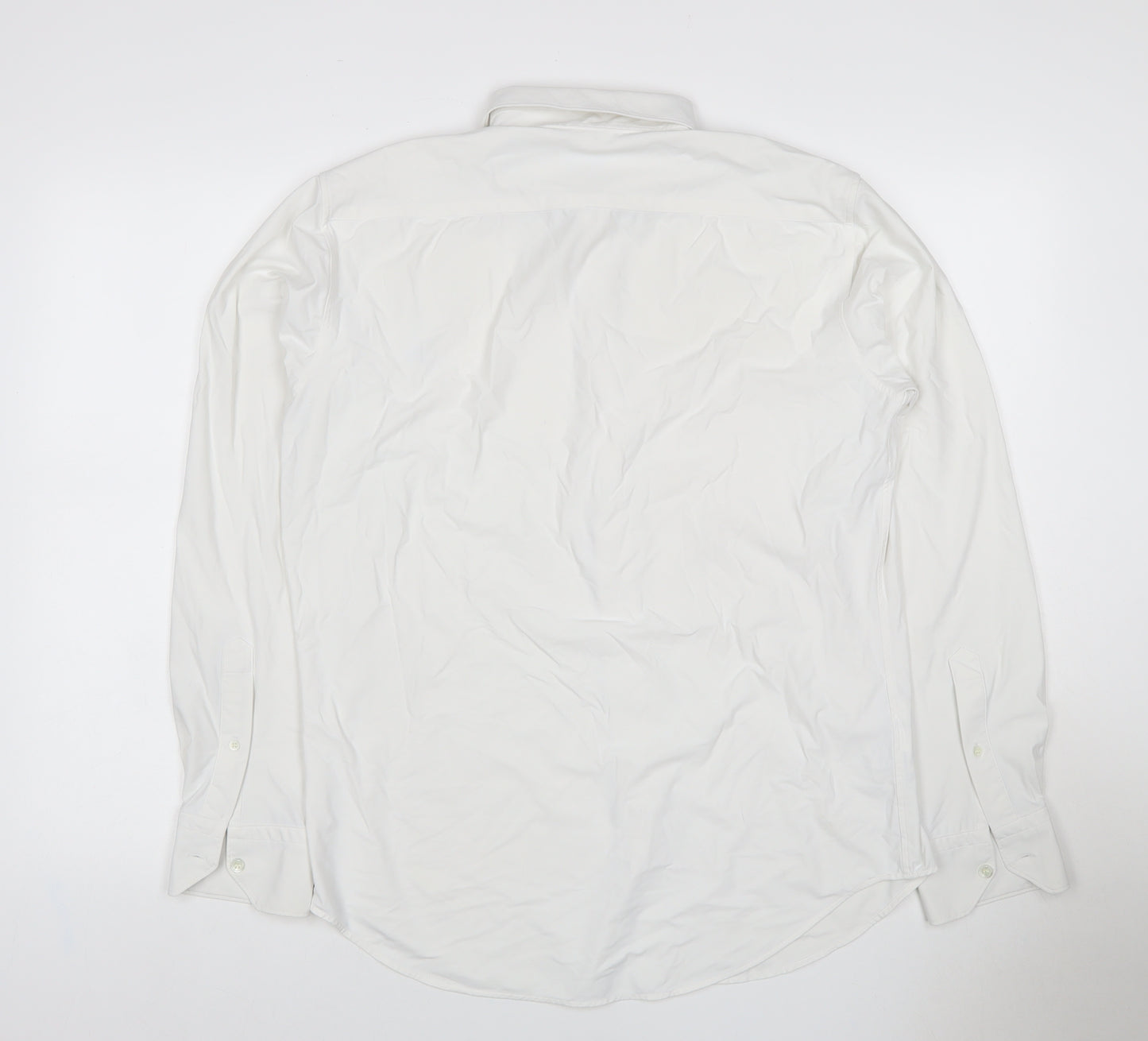 Boggi Milano Men White L BTech Stretch Long Sleeve Smart Shirt