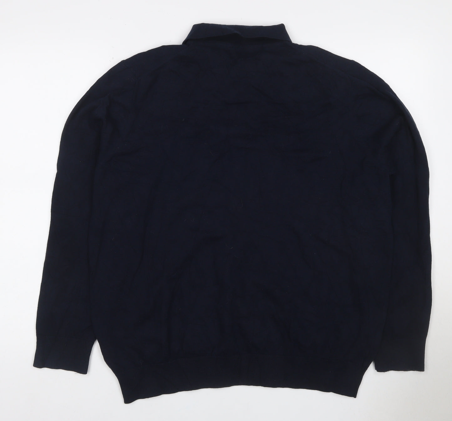 Burton Menswear Men’s Navy Blue XL Collared Button Knit Pullover Jumper