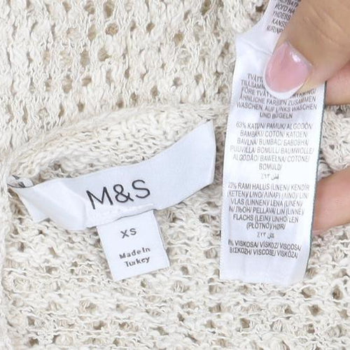 M&S Women Ivory XS Knit Jumper Dress Knee Length Casual