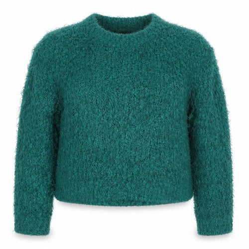 Monki Women Green XS Textured Chunky Knit Crew Neck Pullover Jumper