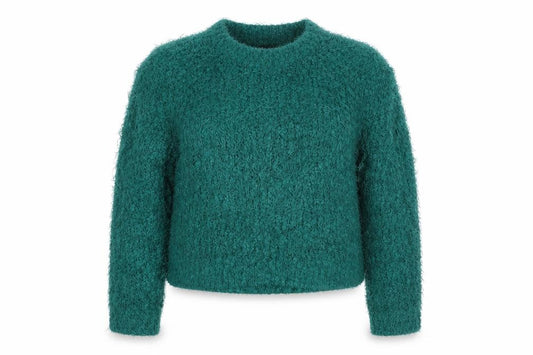 Monki Women Green XS Textured Chunky Knit Crew Neck Pullover Jumper