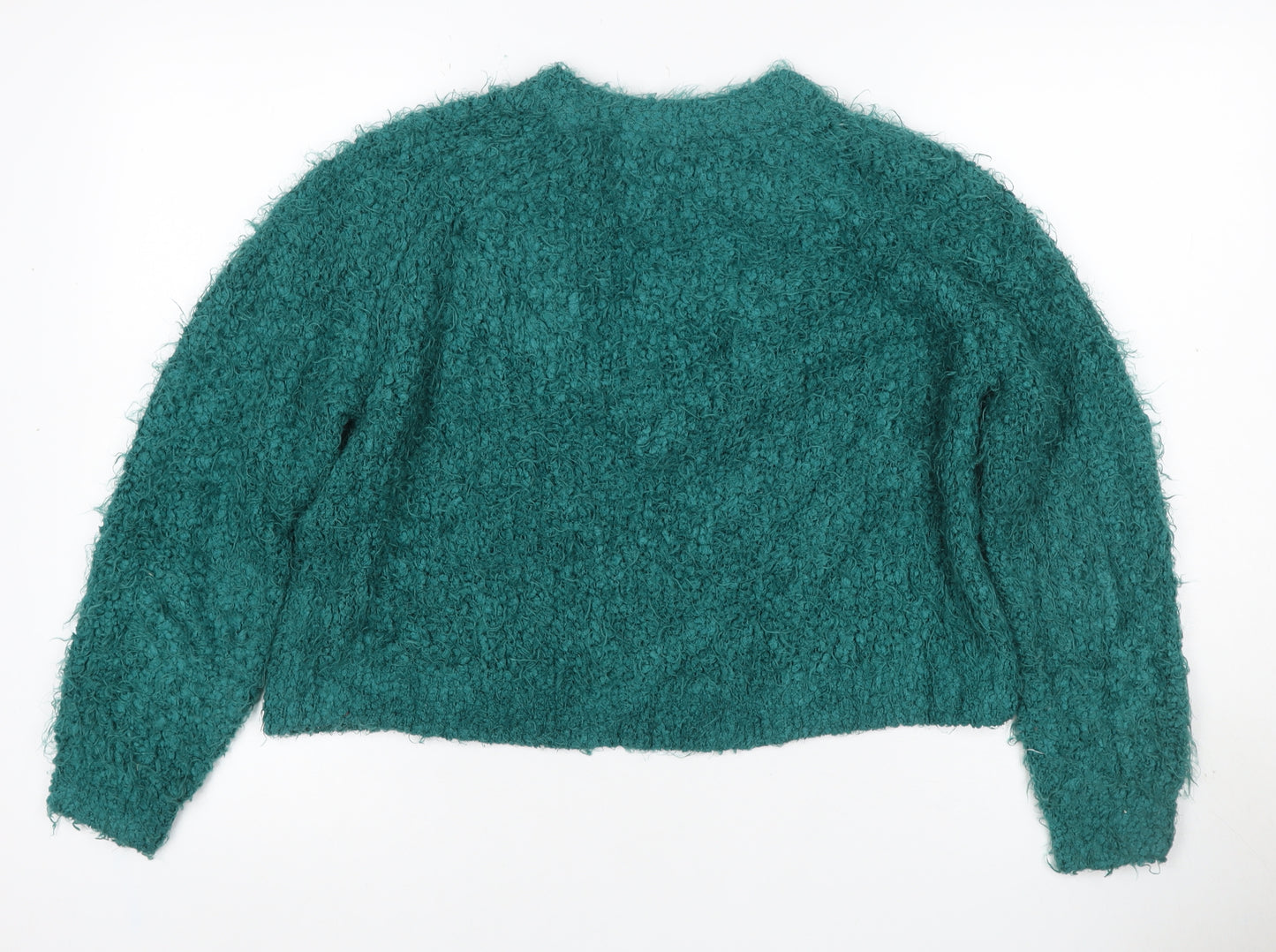 Monki Women Green XS Textured Chunky Knit Crew Neck Pullover Jumper