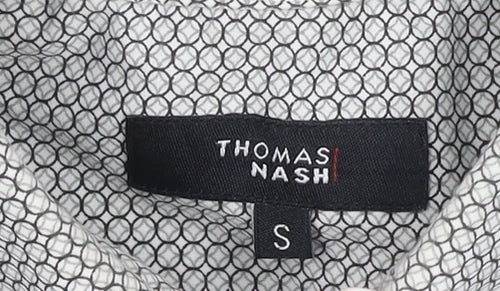 Thomas Nash Men’s Grey Geometric Short Sleeve Button-Up Shirt S