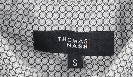 Thomas Nash Men’s Grey Geometric Short Sleeve Button-Up Shirt S