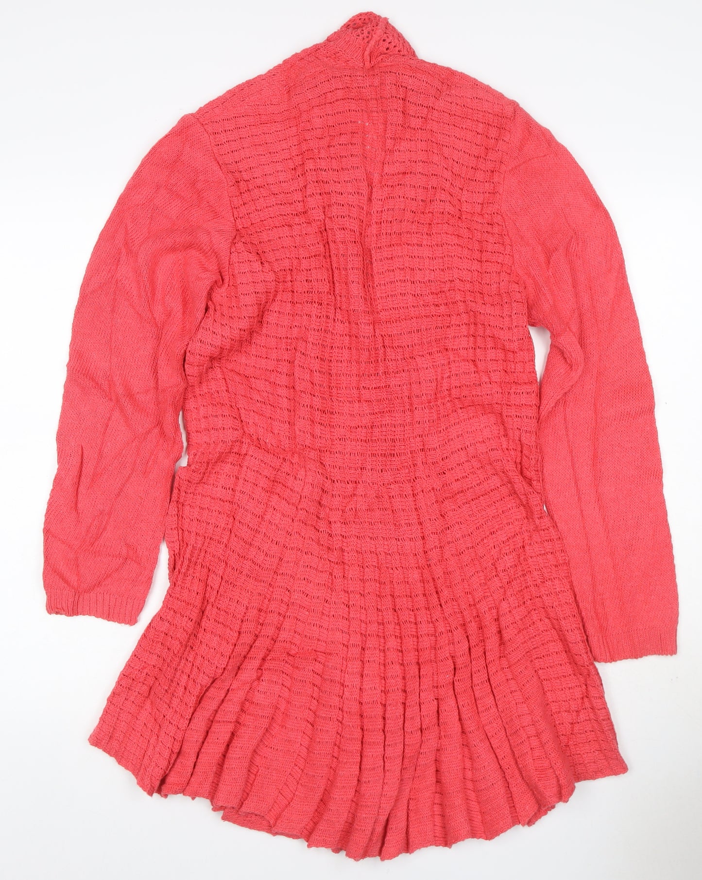 Angora Women’s Pink L Open Knit Cowl Neck Cardigan Long Sleeve