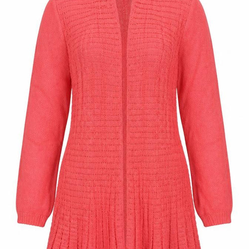 Angora Women’s Pink L Open Knit Cowl Neck Cardigan Long Sleeve
