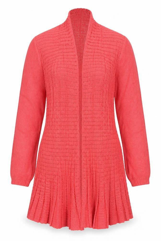 Angora Women’s Pink L Open Knit Cowl Neck Cardigan Long Sleeve