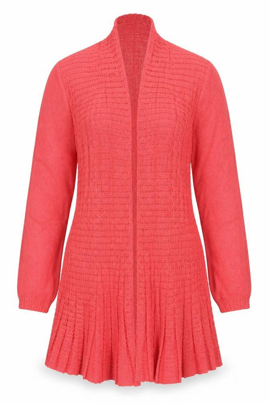 Angora Women’s Pink L Open Knit Cowl Neck Cardigan Long Sleeve
