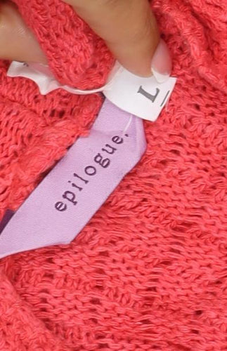 Angora Women’s Pink L Open Knit Cowl Neck Cardigan Long Sleeve