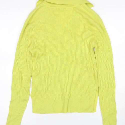 Autograph Women Yellow XS 100% Cashmere Ribbed Collared V-Neck Jumper