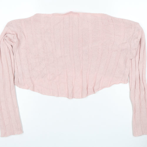 Amnesia Women’s Pink S Wrap V-Neck Long Sleeve Knit Jumper
