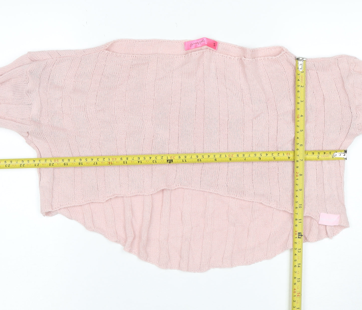 Amnesia Women’s Pink S Wrap V-Neck Long Sleeve Knit Jumper