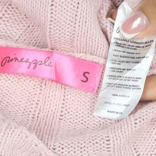 Amnesia Women’s Pink S Wrap V-Neck Long Sleeve Knit Jumper
