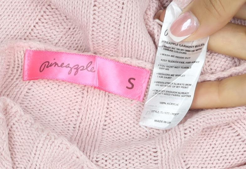 Amnesia Women’s Pink S Wrap V-Neck Long Sleeve Knit Jumper