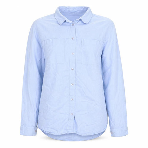 Topshop Women Blue UK 14 Cotton Collared Long Sleeve Button-Up Shirt