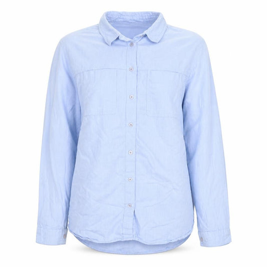 Topshop Women Blue UK 14 Cotton Collared Long Sleeve Button-Up Shirt