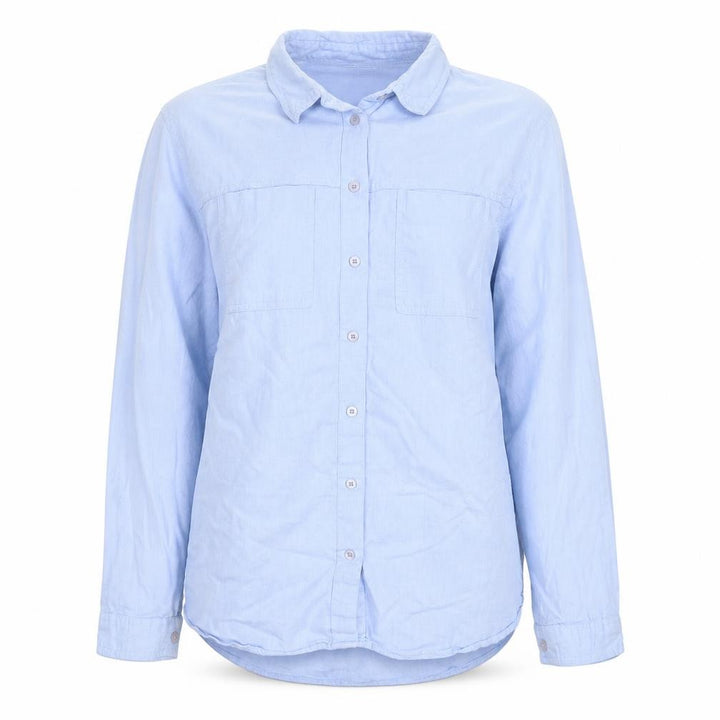 Topshop Women Blue UK 14 Cotton Collared Long Sleeve Button-Up Shirt