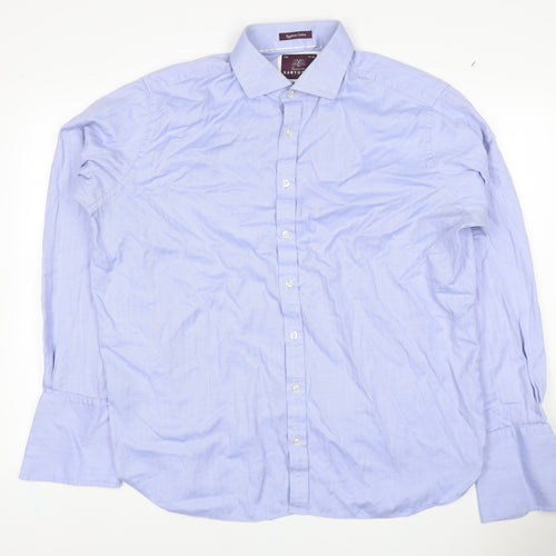 Sartorial Men's Blue 17.5 Classic Herringbone Long Sleeve Shirt