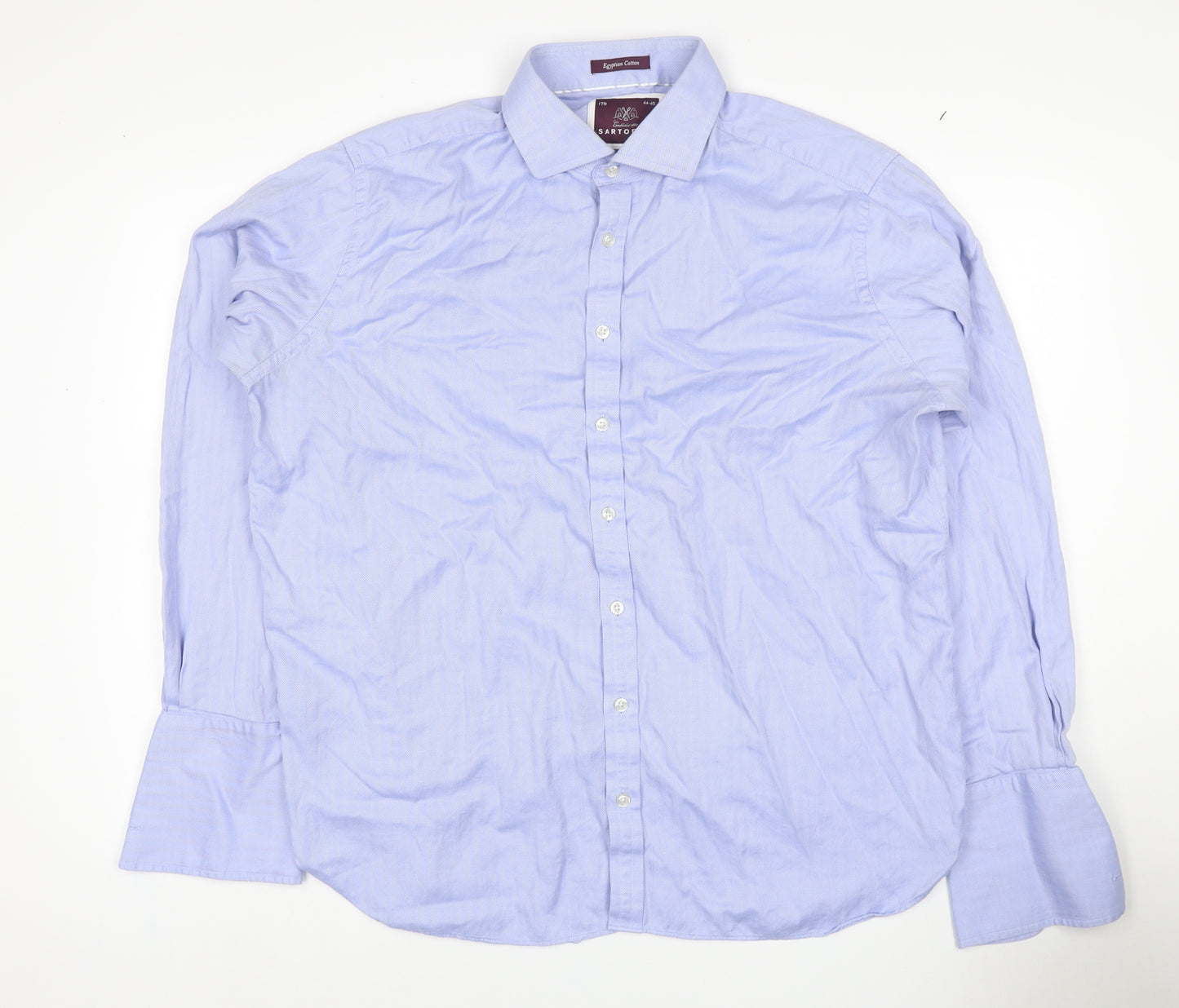 Sartorial Men's Blue 17.5 Classic Herringbone Long Sleeve Shirt