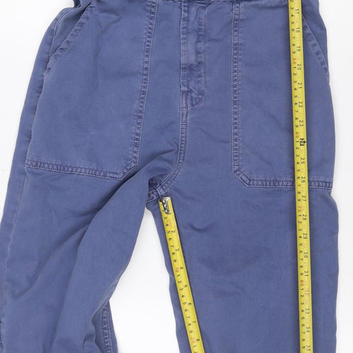 Zara Women’s Blue Cotton Utility Jumpsuit Size M Collared Long Sleeve
