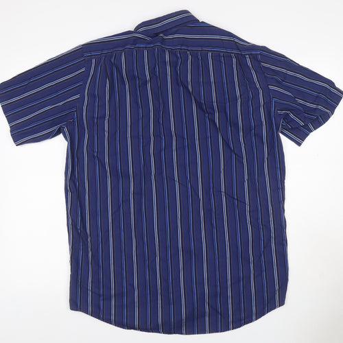 Lacoste Men’s Blue Striped Button Down Short Sleeve Shirt Size 42