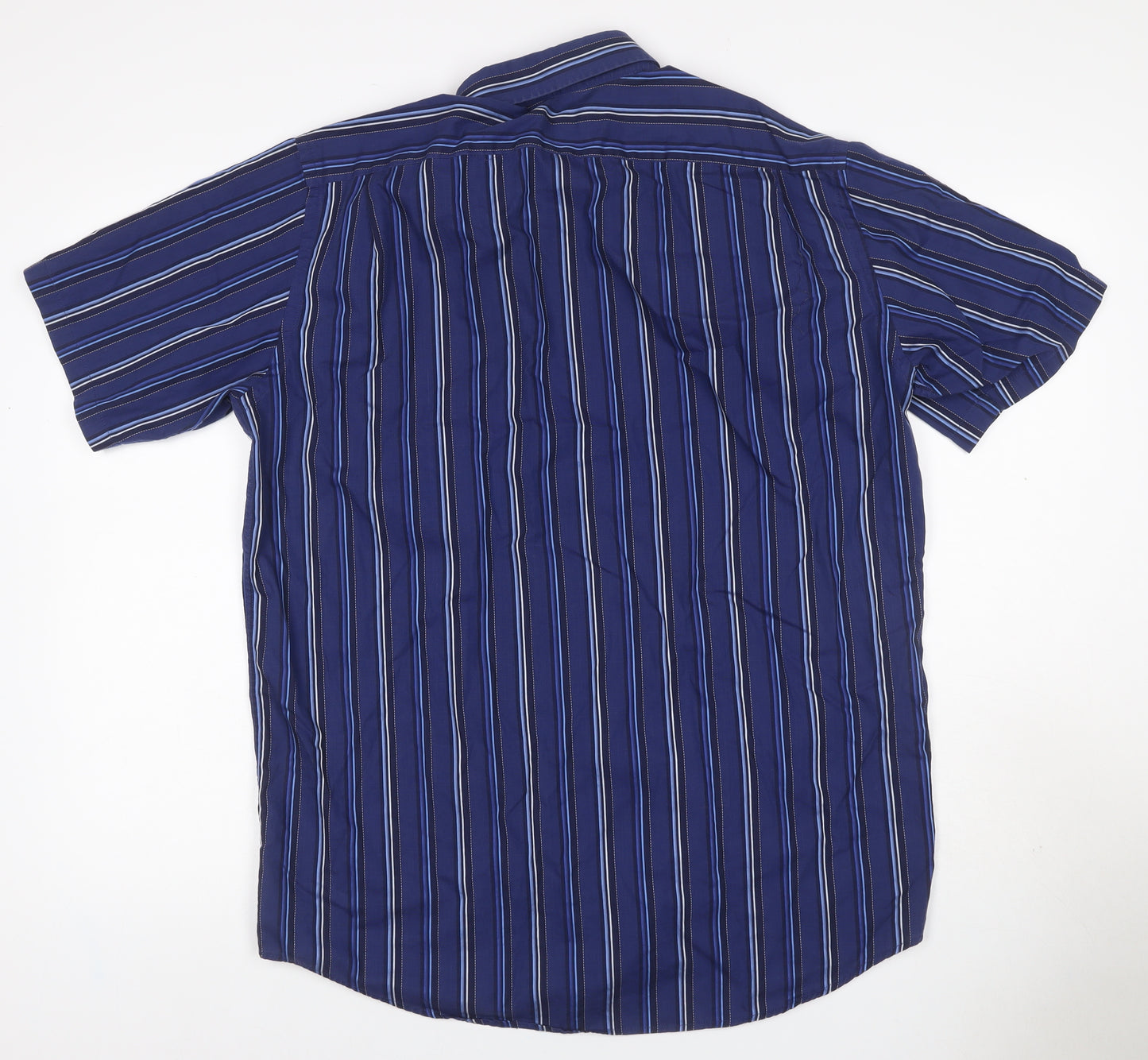 Lacoste Men’s Blue Striped Button Down Short Sleeve Shirt Size 42