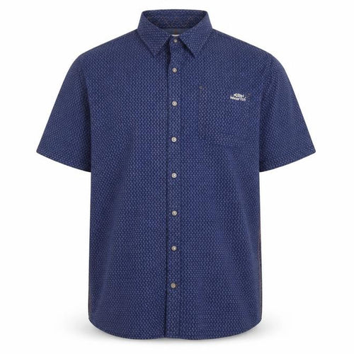 Weird Fish Men’s Blue XL Geometric Cotton Short Sleeve Button-Up Shirt