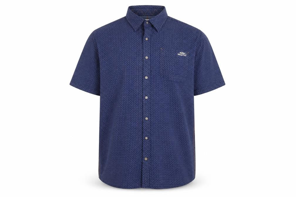 Weird Fish Men’s Blue XL Geometric Cotton Short Sleeve Button-Up Shirt