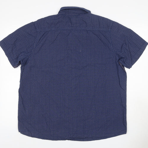 Weird Fish Men’s Blue XL Geometric Cotton Short Sleeve Button-Up Shirt