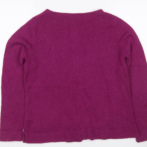 White Stuff Women Purple UK 16 Wool Alpaca Button Cardigan Pockets