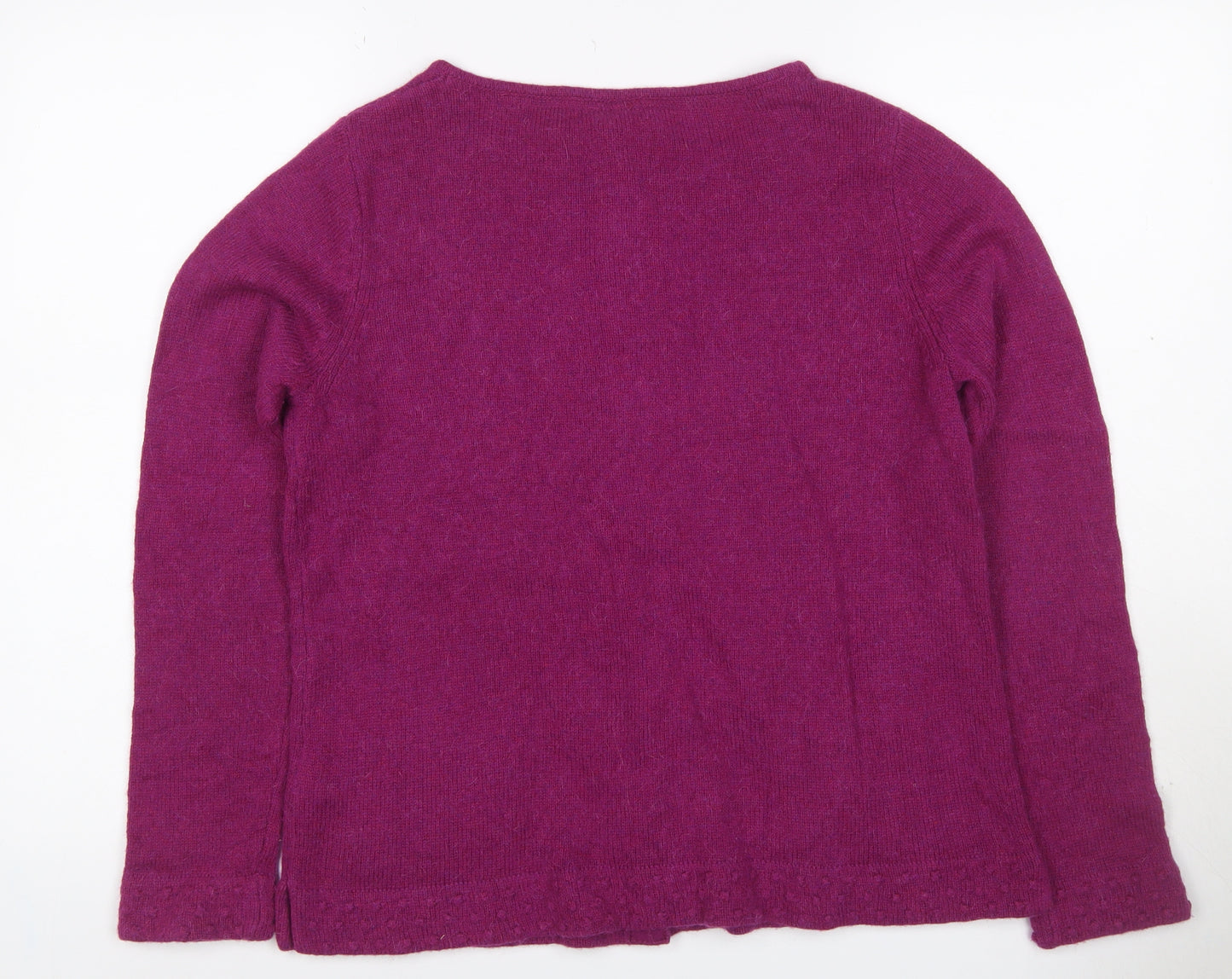 White Stuff Women Purple UK 16 Wool Alpaca Button Cardigan Pockets