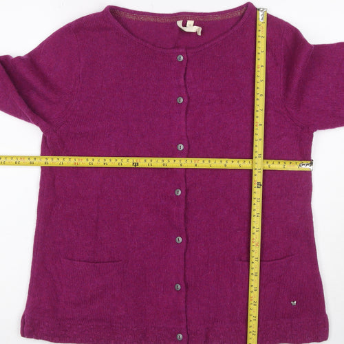 White Stuff Women Purple UK 16 Wool Alpaca Button Cardigan Pockets