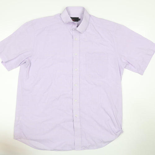 Marks & Spencer Men’s Purple 16.5 Check Easy Care Short Sleeve Shirt
