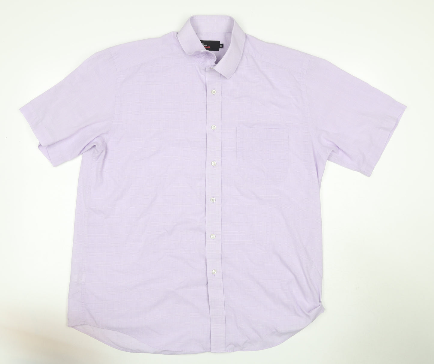 Marks & Spencer Men’s Purple 16.5 Check Easy Care Short Sleeve Shirt